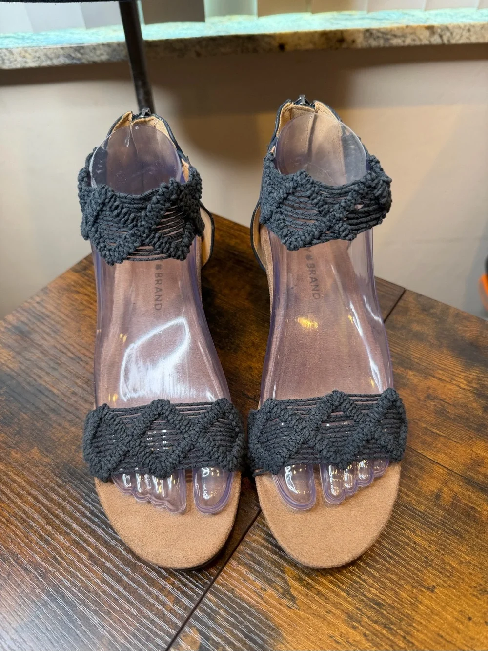Lucky Brand Kaydyn crochet wedge sandals in Navy blue Size 7